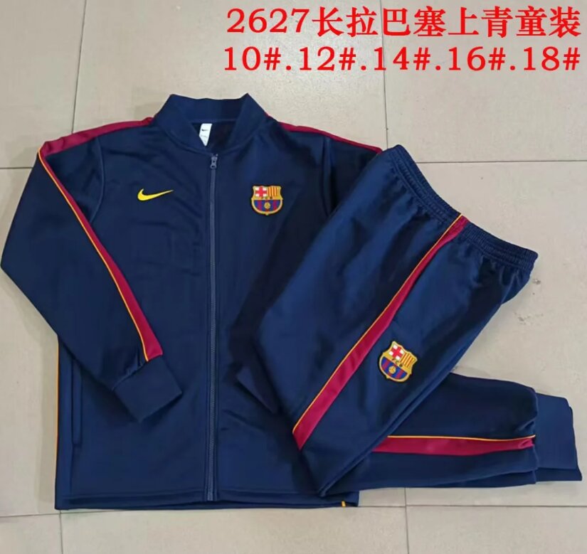 Kids Barcelona 26/27 Tracksuit - Navy Blue/Dark Red